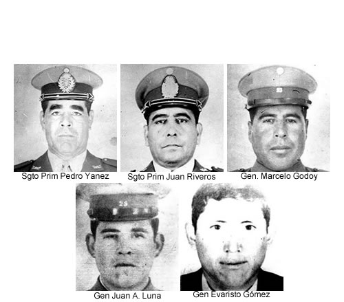 Gendarmes y oficiales muertos en el Hércules C-130 de la Fuerza Aérea Argentina fue derribado el 28 de agosto de 1975